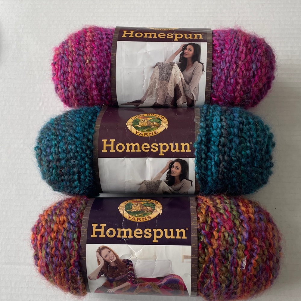 LION BRAND YARN HOMESPUN LOT 3